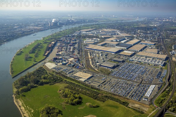 Aerial view, duisport harbour, logport I Rheinhausen, logport 1, container port, Duisburg harbour