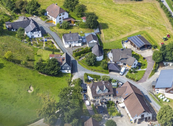 Aerial view, Chapel of St. Agatha in the Büemke district, Reiste, Eslohe, Sauerland, North