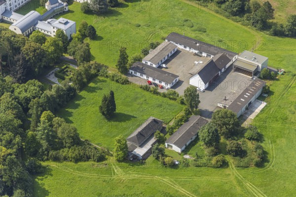 Aerial view, forge of Königsmünster Abbey, Meschede town, Meschede, Sauerland, North