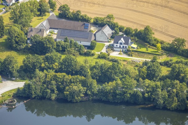Aerial view, Conzen Hof am Hennesee holiday flats, Enkhausen, Meschede, Sauerland, North