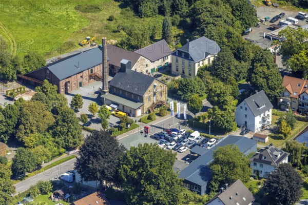 Aerial view, historical distillery Rönsahl, sight, Rönsahl, Kierspe, Sauerland, North