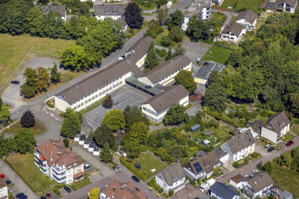 Aerial photo, Pestalozzi School, Kierspe railway station, Kierspe, Sauerland, North