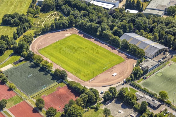 Aerial view, Sportpark Am Stadion, grass stadium with athletics track, football stadium Kiersper