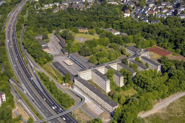 Aerial view, former police school Norbertstraße at the corner of Lührmannstraße on the A52