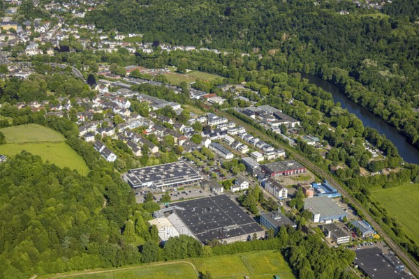 Aerial view, Medienhaus Ruhr GmbH and BOB Automobile - Renault - Essen, new residential area