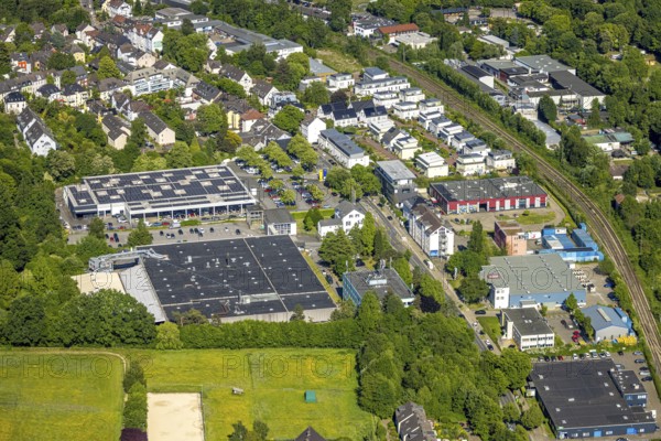 Aerial view, Medienhaus Ruhr GmbH and BOB Automobile - Renault - Essen, new residential area