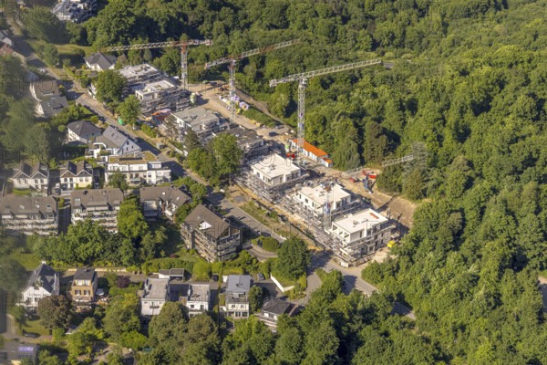 Aerial view, construction site with new development area Bredeney Park, Weg Zur Platte, Bredeney,