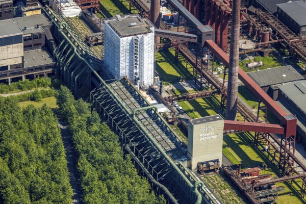 Aerial view, Zeche Zollverein, Gelsenkirchener Straße, outdoor swimming pool, Stoppenberg, Essen,