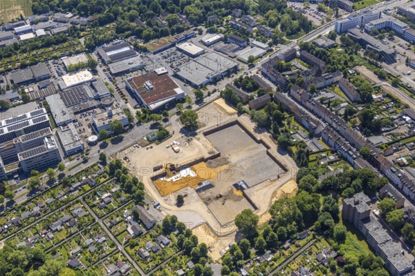 Aerial view, construction site for new comprehensive school Altenessen-Süd, between