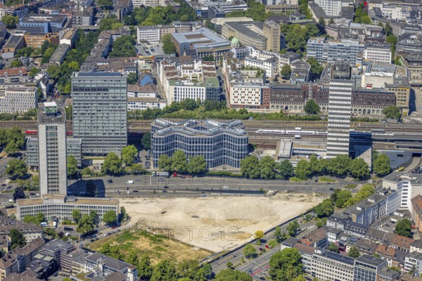 Aerial view, Campus Essen. Construction site, Kölbl Kruse construction site near Freiheit, Innogy