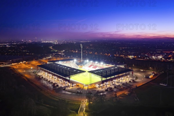 Aerial view, football stadium at the Hafenstraße of the club Rot-Weiß Essen, 3rd Bundesliga,