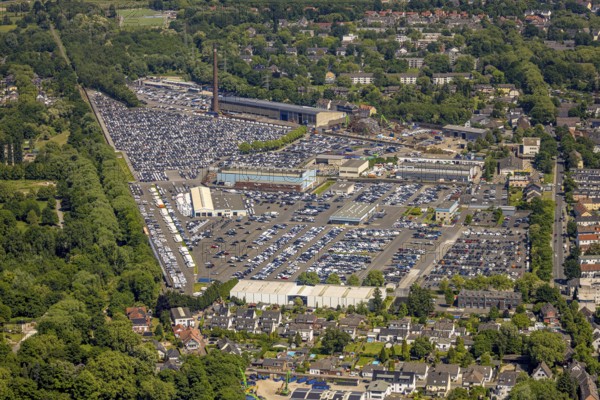 Aerial view, car park of CAT Automobillogistik Essen GmbH, Katernberg, Essen, Ruhr area, North