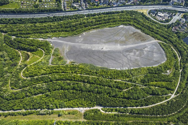 Aerial view, Schurenbach slag heap, Bramme sculpture for the Ruhr region by the artist Richard