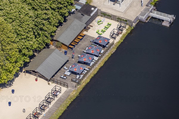 Aerial view, bathing area Seaside Beach, Freiherr-vom-Stein-Straße, outdoor pool and lido Lake