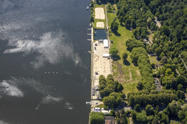 Aerial view, bathing area Seaside Beach, Freiherr-vom-Stein-Straße, outdoor pool and beach Lake
