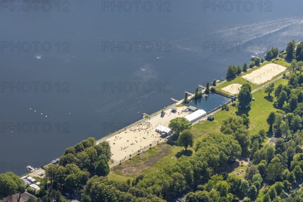 Aerial view, bathing area Seaside Beach, Freiherr-vom-Stein-Straße, outdoor pool and beach Lake