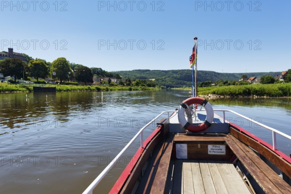 Yaw rope ferry, passenger ferry on the Weser, from Herstelle to Würgassen, Beverungen,