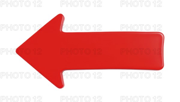 A vibrant red arrow pointing left on a clean white background. This graphic is ideal for