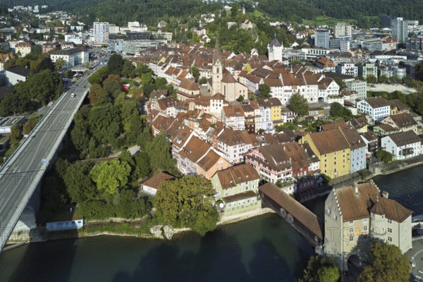 View of the old town with the parish church Maria Himmelfahrt, on the left the high bridge, behind