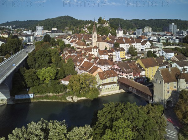 View of the old town with the parish church Maria Himmelfahrt, on the left the high bridge, behind