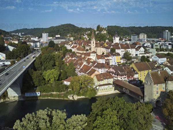 View of the old town with the parish church Maria Himmelfahrt, on the left the high bridge, behind