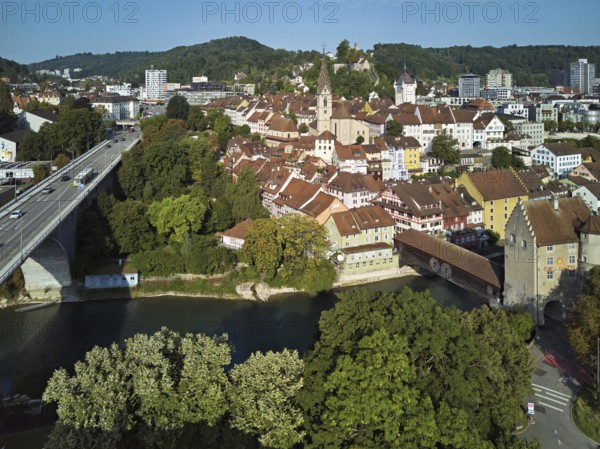 View of the old town with the parish church Maria Himmelfahrt, on the left the high bridge, behind