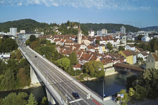 View of the old town with the parish church of Maria Himmelfahrt, in the foreground the high