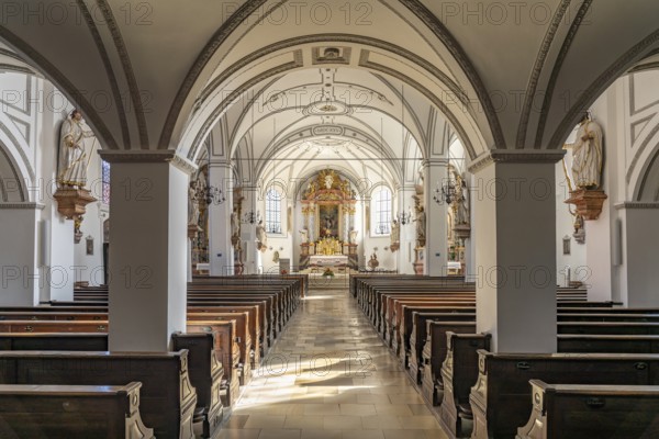 Interior of the parish church of St Jakob in Dachau, Bavaria, Germany