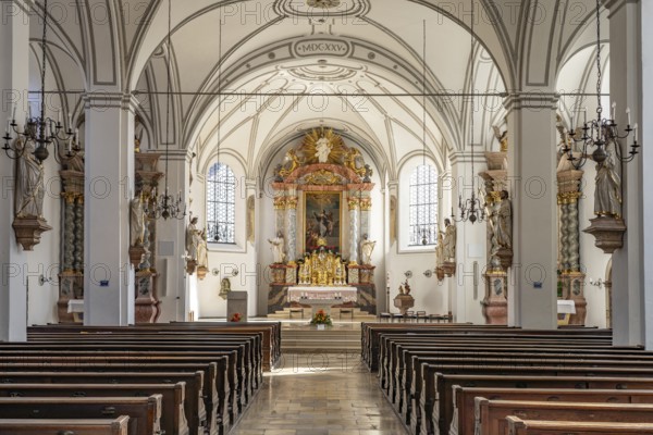 Interior of the parish church of St Jakob in Dachau, Bavaria, Germany