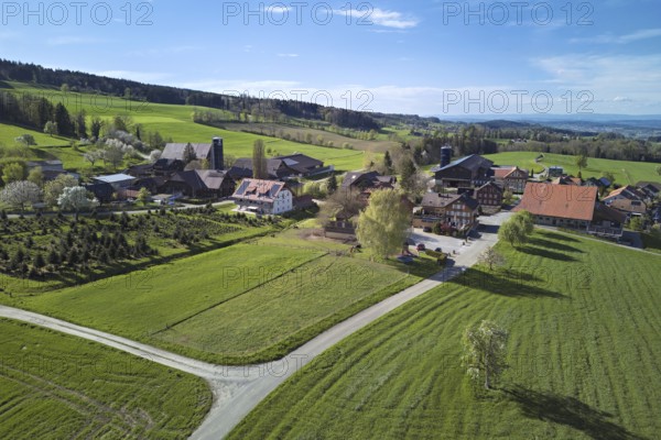 View of the village, behind the Lindenberg, Geltwil, Freiamt, Canton, Aargau, Switzerland