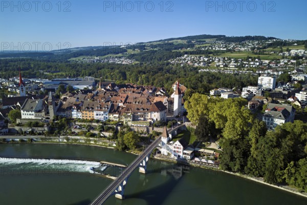 Old town with the Catholic Church of St. Nicholas and the tower of the Muri- Amthof, in the