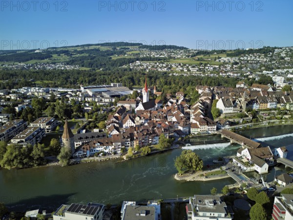 Old town with the Catholic Church of St Nicholas and the Witches' Tower, in the foreground the