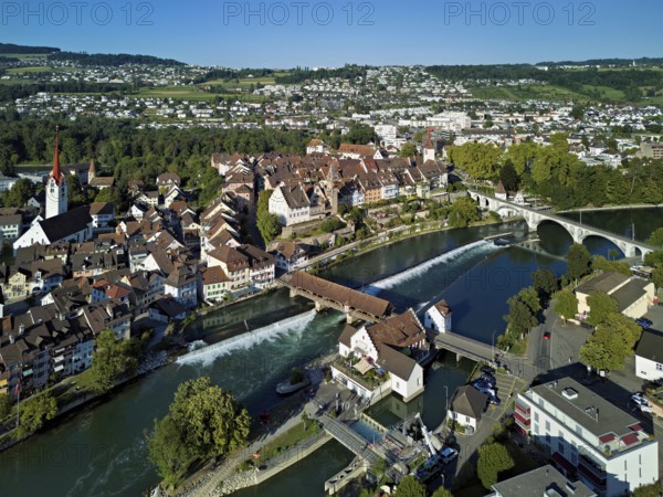 Old town with the Catholic Church of St Nicholas and the tower of the Muri- Amthof, in the
