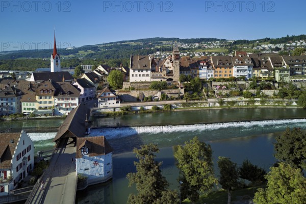Old town with the Catholic Church of St Nicholas and the tower of the Muri- Amthof, in the
