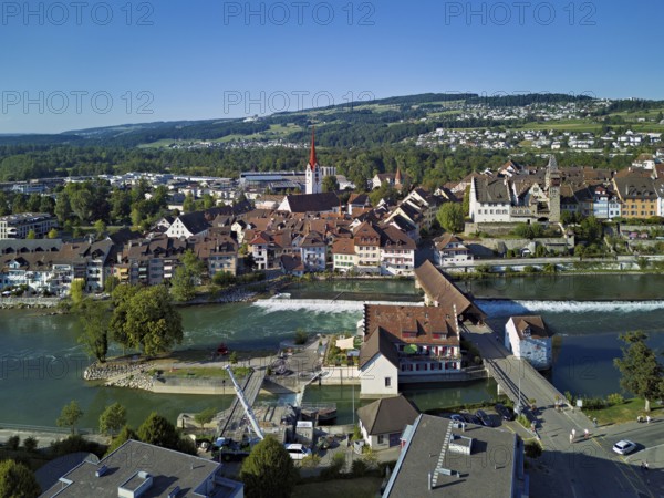 Old town with the Catholic Church of St Nicholas and the tower of the Muri- Amthof, in the