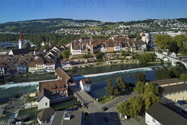 Old town with the Catholic Church of St Nicholas and the tower of the Muri- Amthof, in the