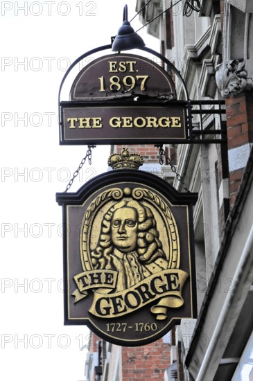 London, England, Great Britain, Europe, Traditional pub sign with decorations and historical