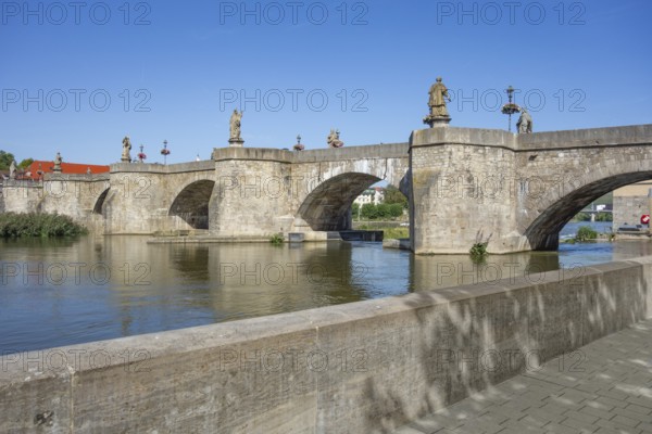 Scenery around the Old Main Bridge in Wuerzburg, a city in the region of Franconia in Bavaria,