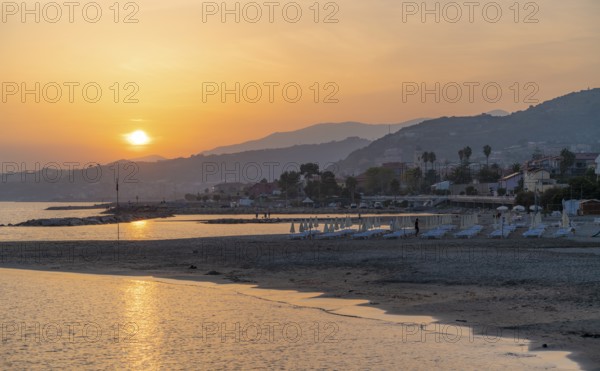 Idyllic sunset impression around Santo Stefano al Mare, a comune in the Province of Imperia in the