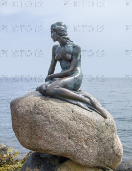 Bronze statue located in Copenhagen in Denmark named The Little Mermaid