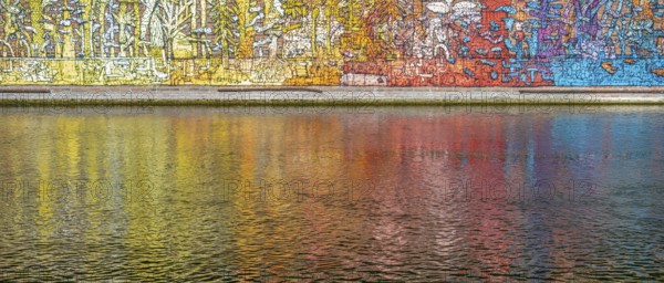 Detail of a colorful painting in Amiens, a city and commune in northern France. It is the capital