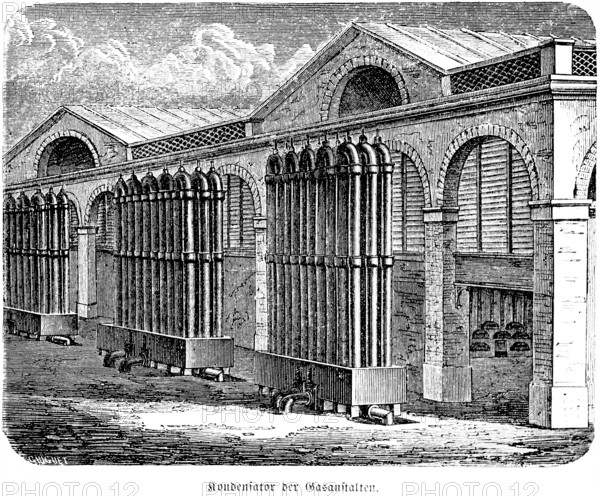 Condenser of the gasworks, gas for lighting, streetlights, lamps, public utilities, gasworks,