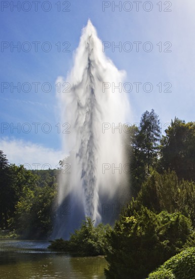 Water features at the large pond with the towering fountain, Bergpark Wilhelmshöhe, UNESCO World