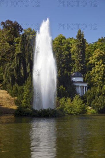 Water features at the large pond with the towering fountain, Bergpark Wilhelmshöhe, UNESCO World