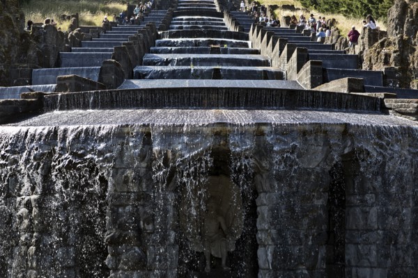 Water features with the Great Cascades at the Neptune Basin in Bergpark Wilhelmshöhe, UNESCO World