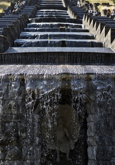 Water features with the Great Cascades at the Neptune Basin in Bergpark Wilhelmshöhe, UNESCO World