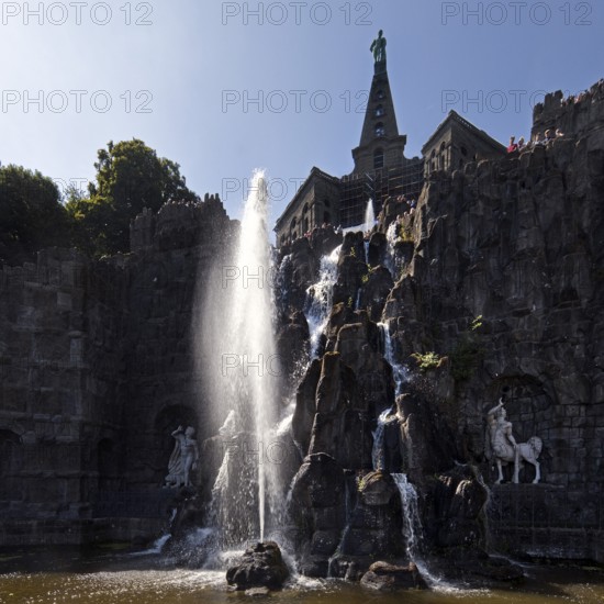 Water features with fountain, Octagon at the Hercules Building, Bergpark Wilhelmshöhe, UNESCO World