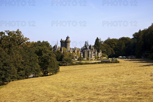 Bergpark Wilhelmshöhe with the artificial ruins of Loewenburg, UNESCO World Heritage Site, Kassel,
