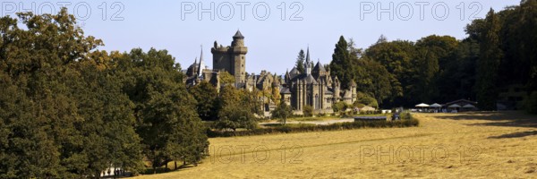 Bergpark Wilhelmshöhe with the artificial ruins of Loewenburg, UNESCO World Heritage Site, Kassel,