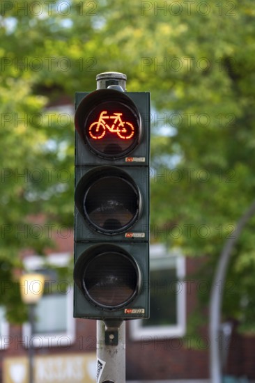 Bicycle traffic in Münster, bicycle traffic light, traffic light for bicycle traffic only, on a